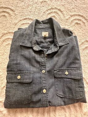J. Crew Blue Chambray Shirt with Subtle Indigo Texture